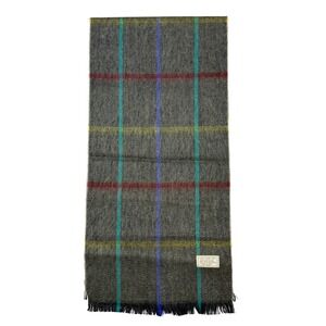 Cashmere Feel Mens Plaid Fringe Scarf 12 X 32 Acrylic Preppy Academia Classic